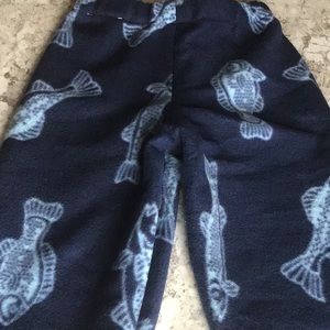 Fish fishing blue fleece Boys 5 Pajama pants pjs